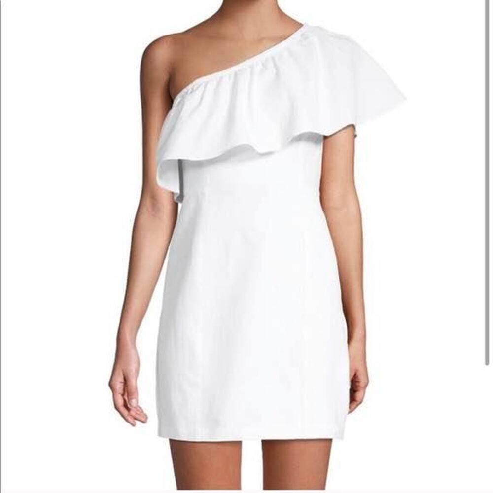 A.L.C. Women’s Size 4 White Evan One-Shoulder Ruffle Mini Dress